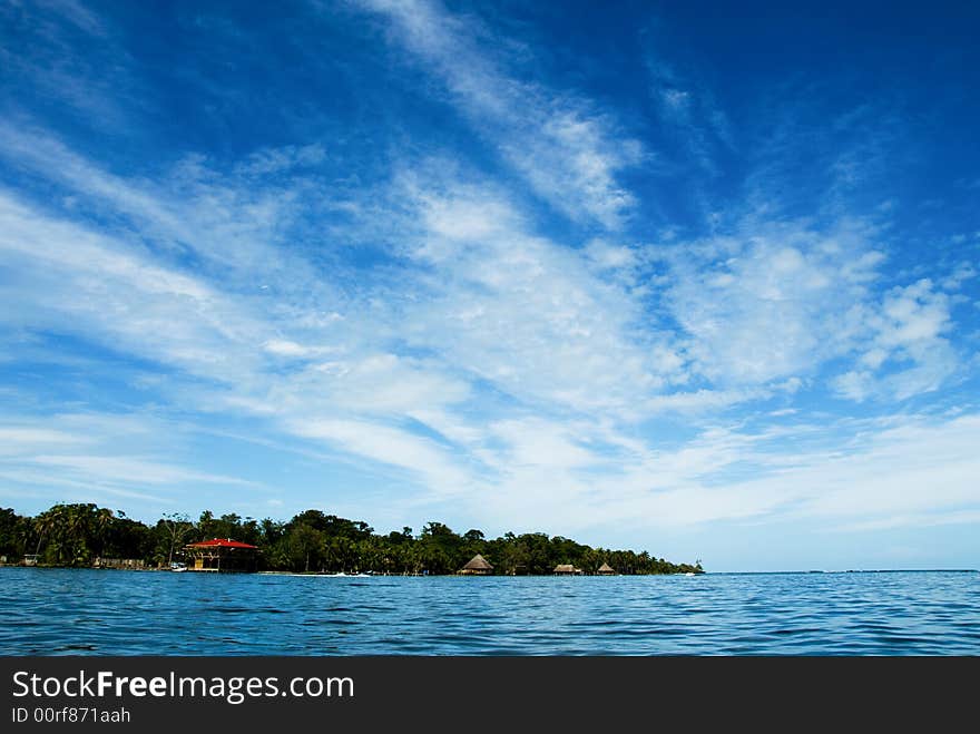 In the carribean sea view of an island. In the carribean sea view of an island