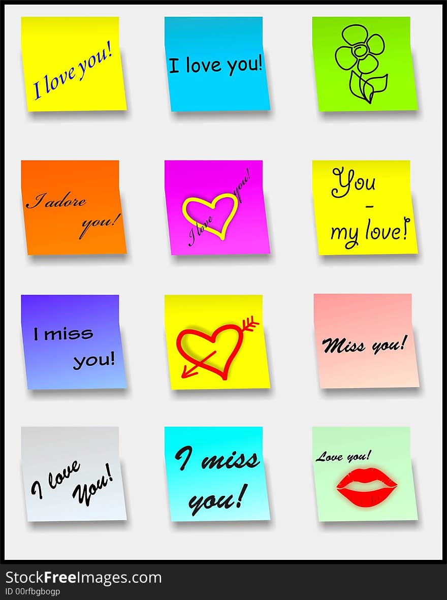 Stick notes - love notes - vector