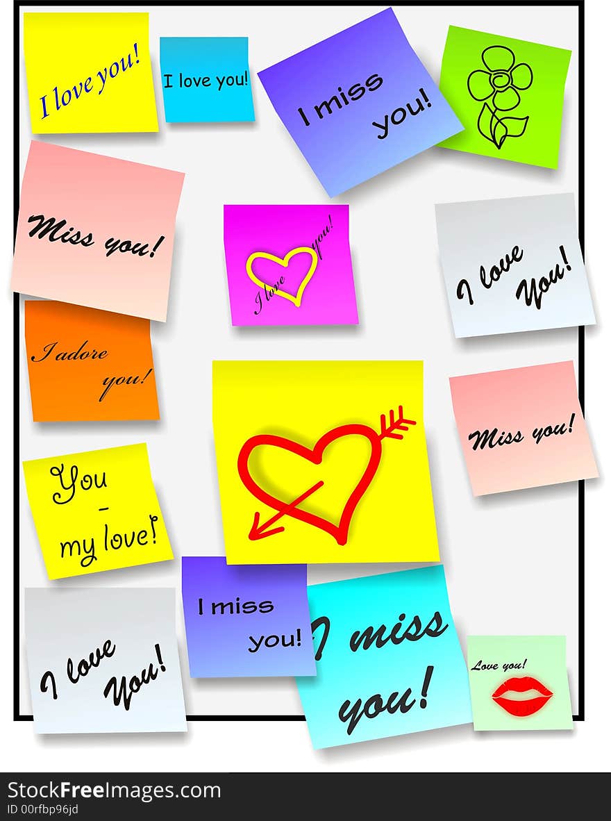 Stick notes - love notes - vector