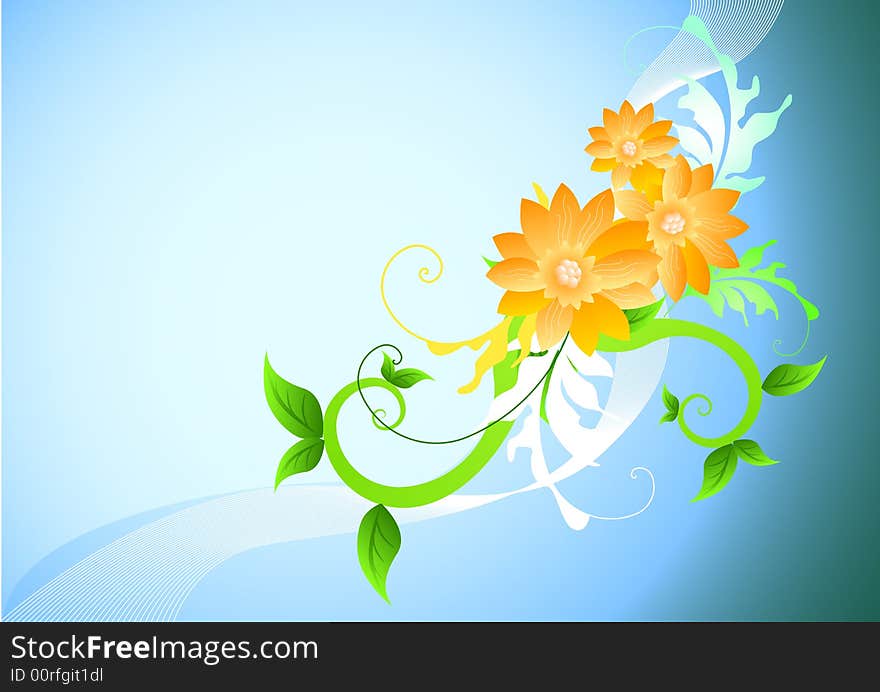 Orange flower elements on a light background. Orange flower elements on a light background