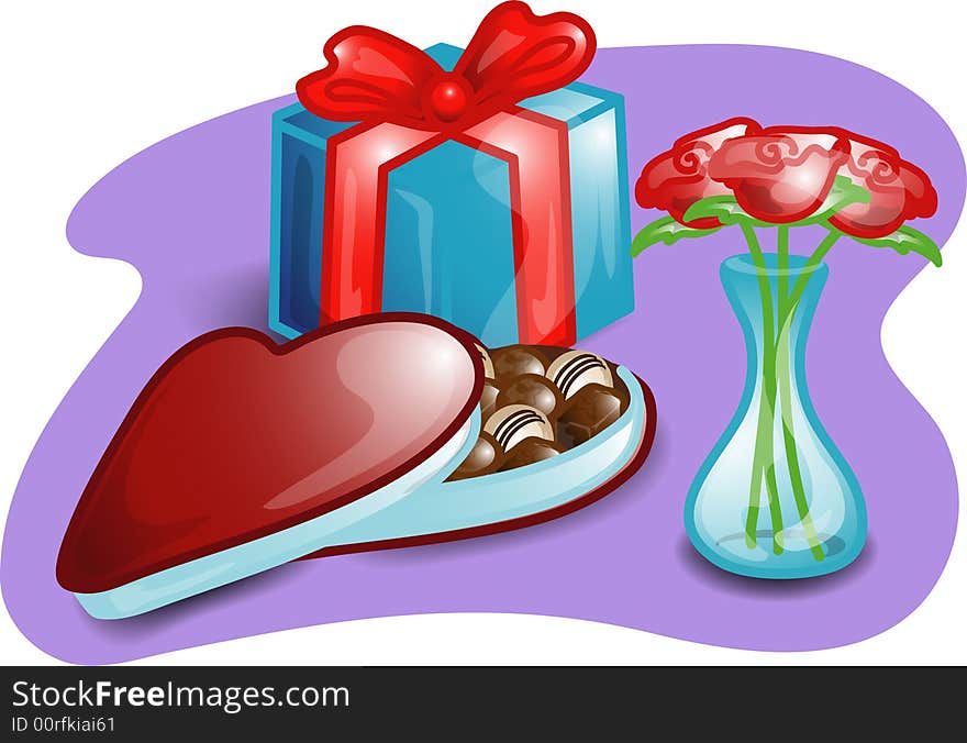 Illustrations of different valentine items and products. Illustrations of different valentine items and products.