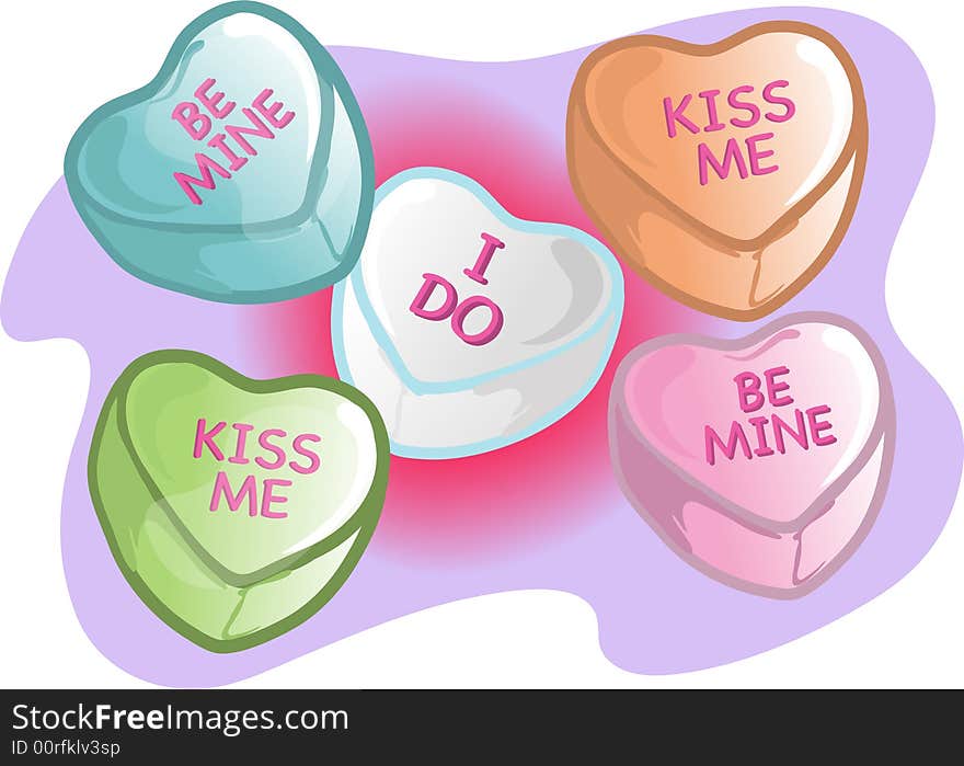 Illustrations of different valentine candy. Illustrations of different valentine candy.