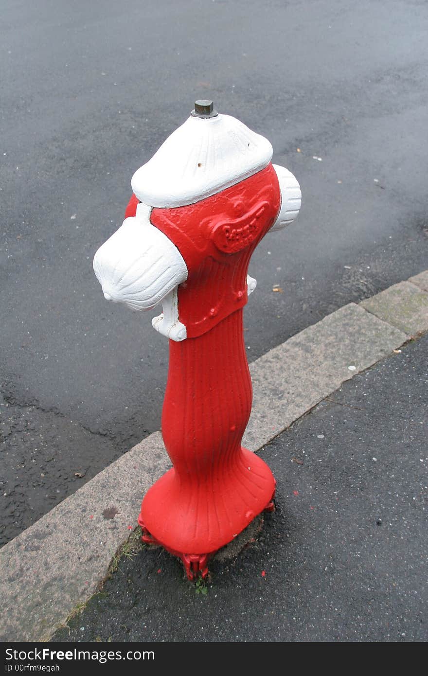 Red and white fire hydrant. Red and white fire hydrant