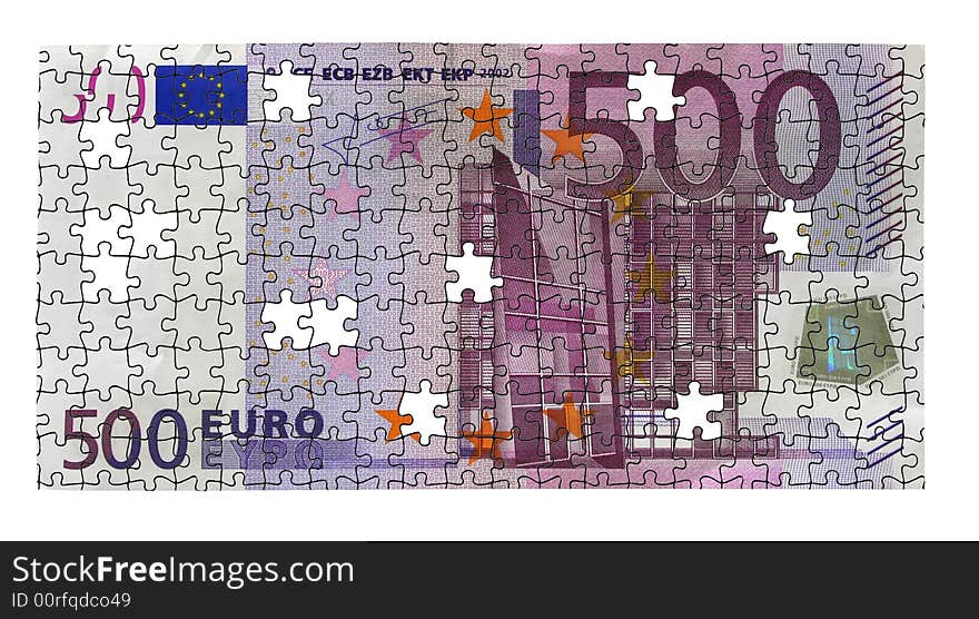 One banknote 500 euro isolated on a white background