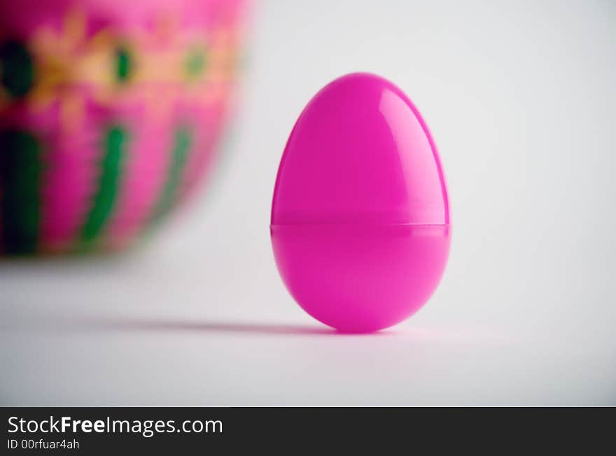 Easter egg basket with a pink egg. Easter egg basket with a pink egg