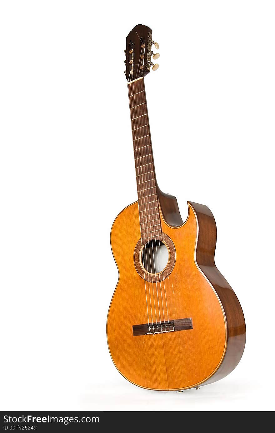 Acoustic guitar on the white background. Acoustic guitar on the white background