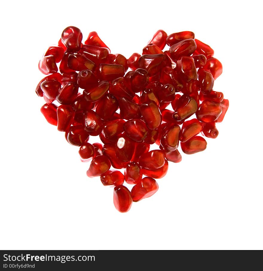 Ruby heart with pomegranate seeds