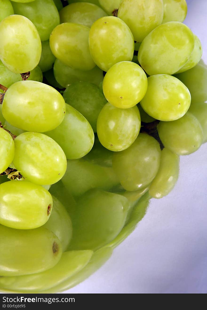 Green Grapes in a stainless steel dish