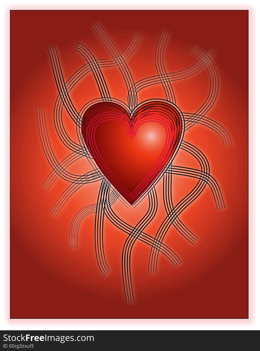 A Tribal Valentine Heart on a Red Gradient Background