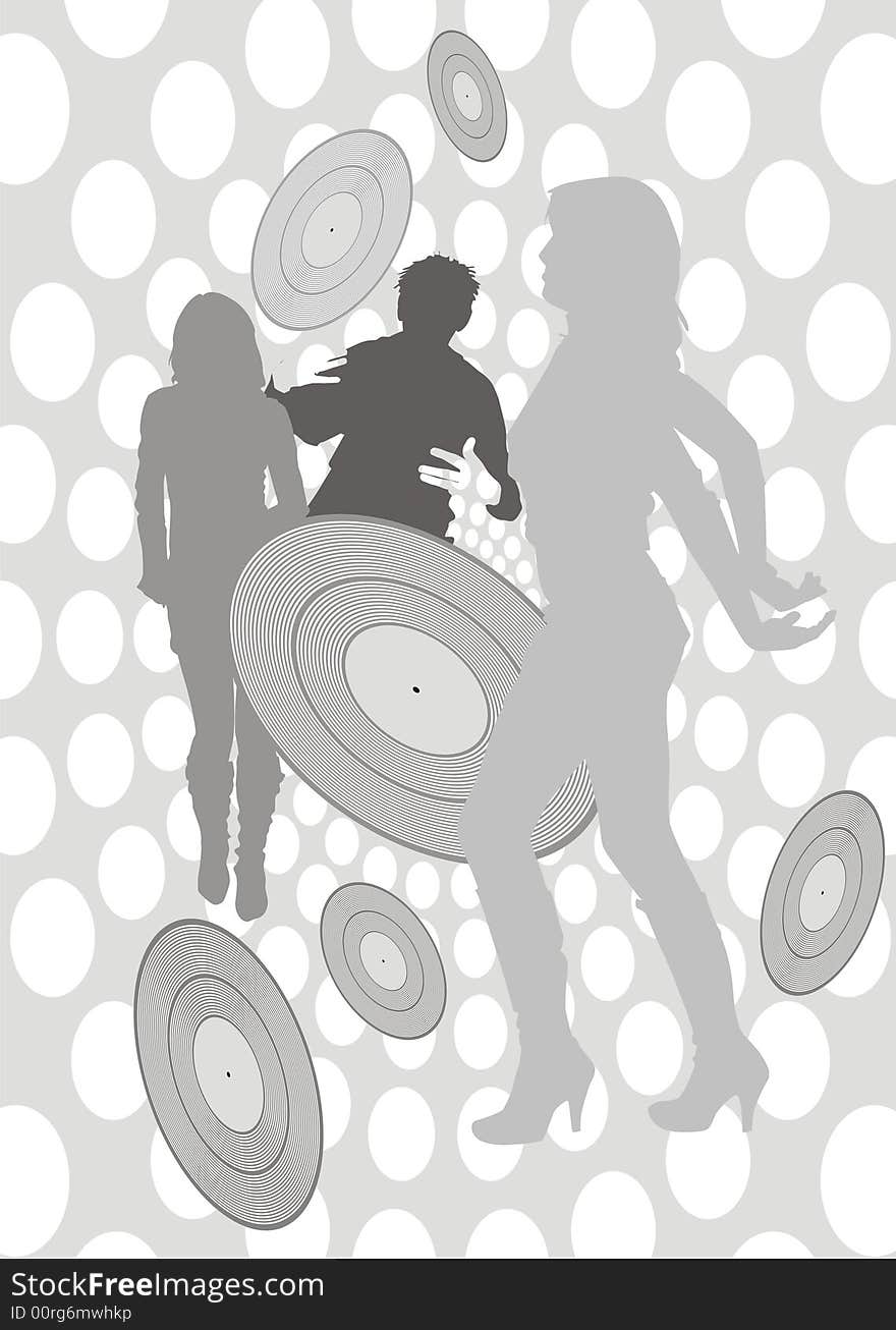 Silhouettes of young people on a youth party