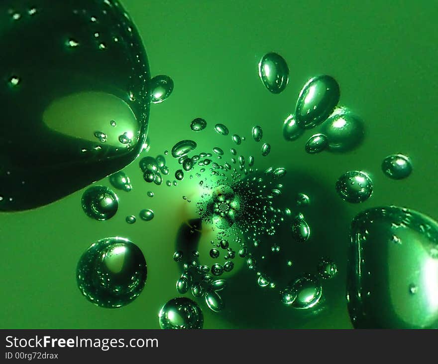 Green decorative background with bubbles