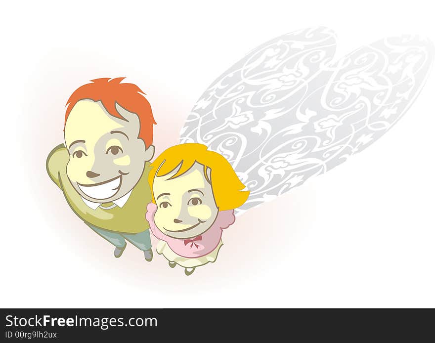 Vector illustration of couple in bird's eye view. Vector illustration of couple in bird's eye view