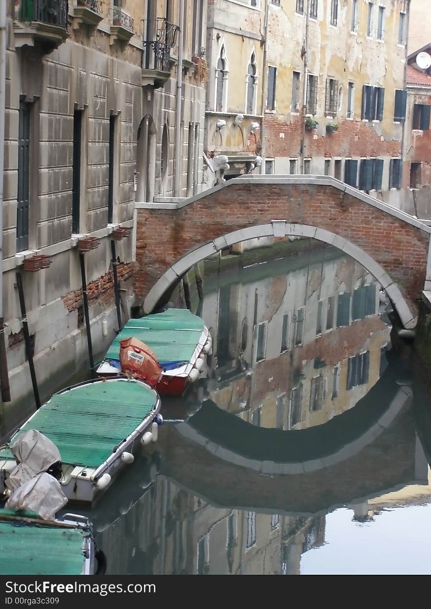 A canal scene in Venice, Italy. A canal scene in Venice, Italy