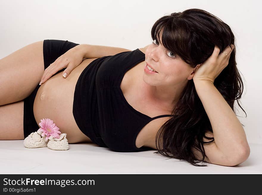 Pregnant woman with rose