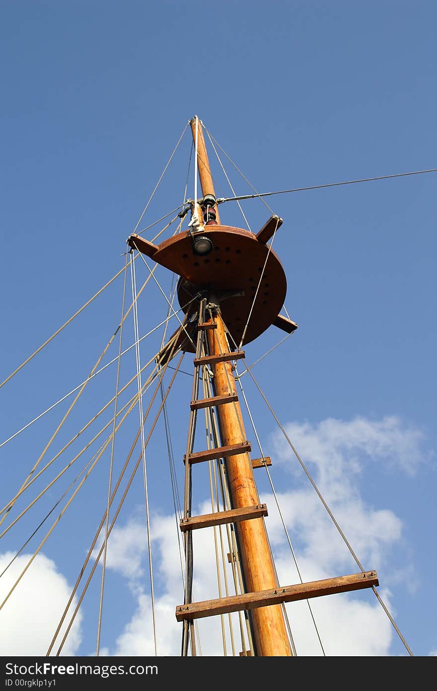 Ship mast and rigging on a sail ship. Ship mast and rigging on a sail ship