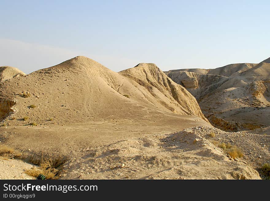 Hiking in Arava desert, Israel, stones and sky. Hiking in Arava desert, Israel, stones and sky