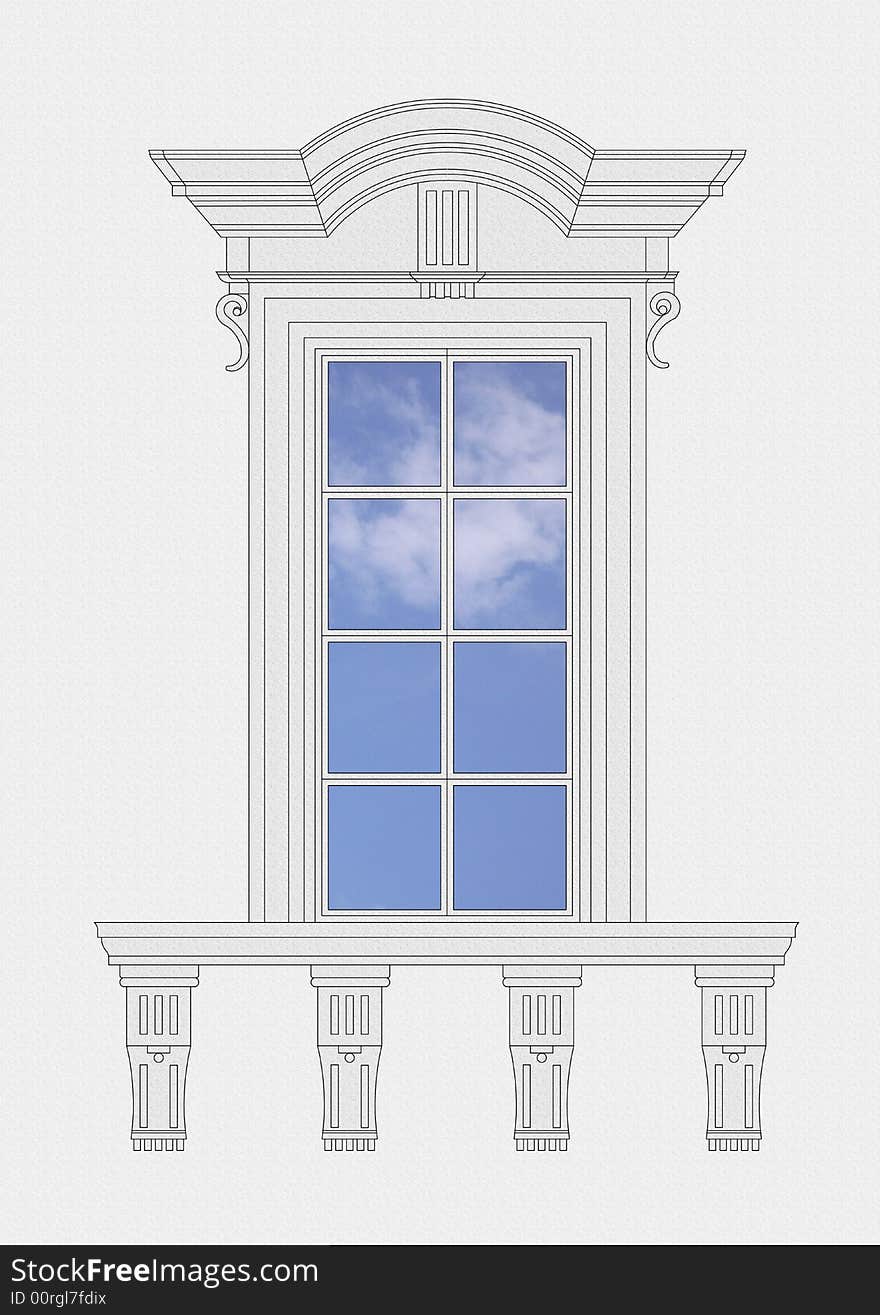 Window balcony in neoclassic style. Window balcony in neoclassic style