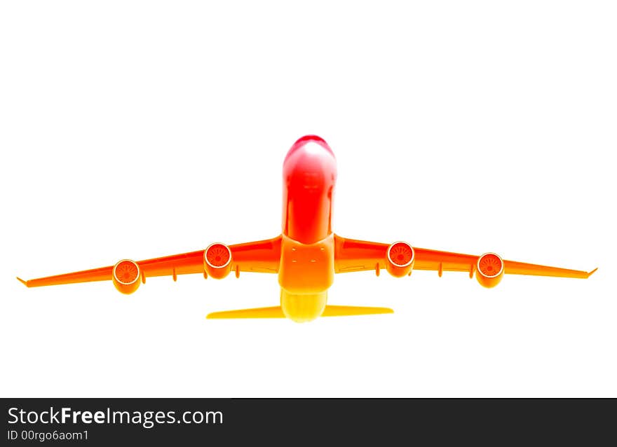 Modern airplane in interesting colors - red and yellow