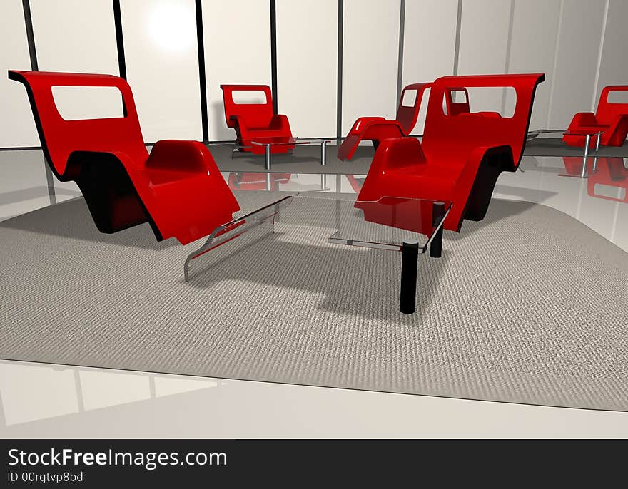 A red chair for indoor or outdoor or else. A red chair for indoor or outdoor or else