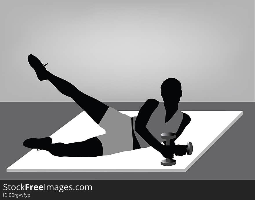 Young girl doing fitness silhouette