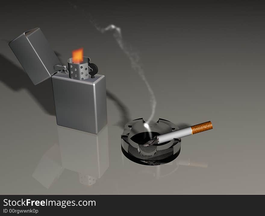 A lighter with a cigarette