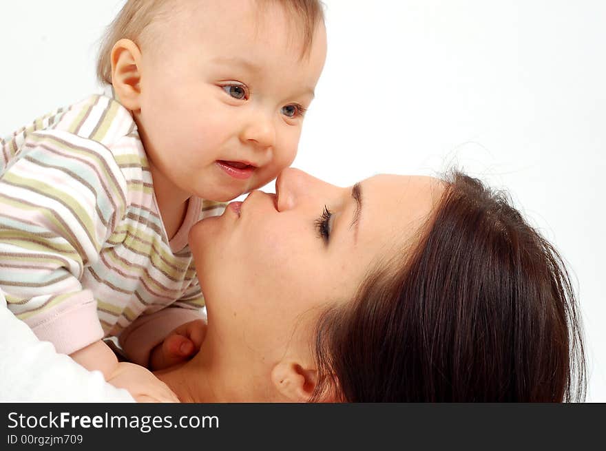 Happy mother holding her baby. Happy mother holding her baby