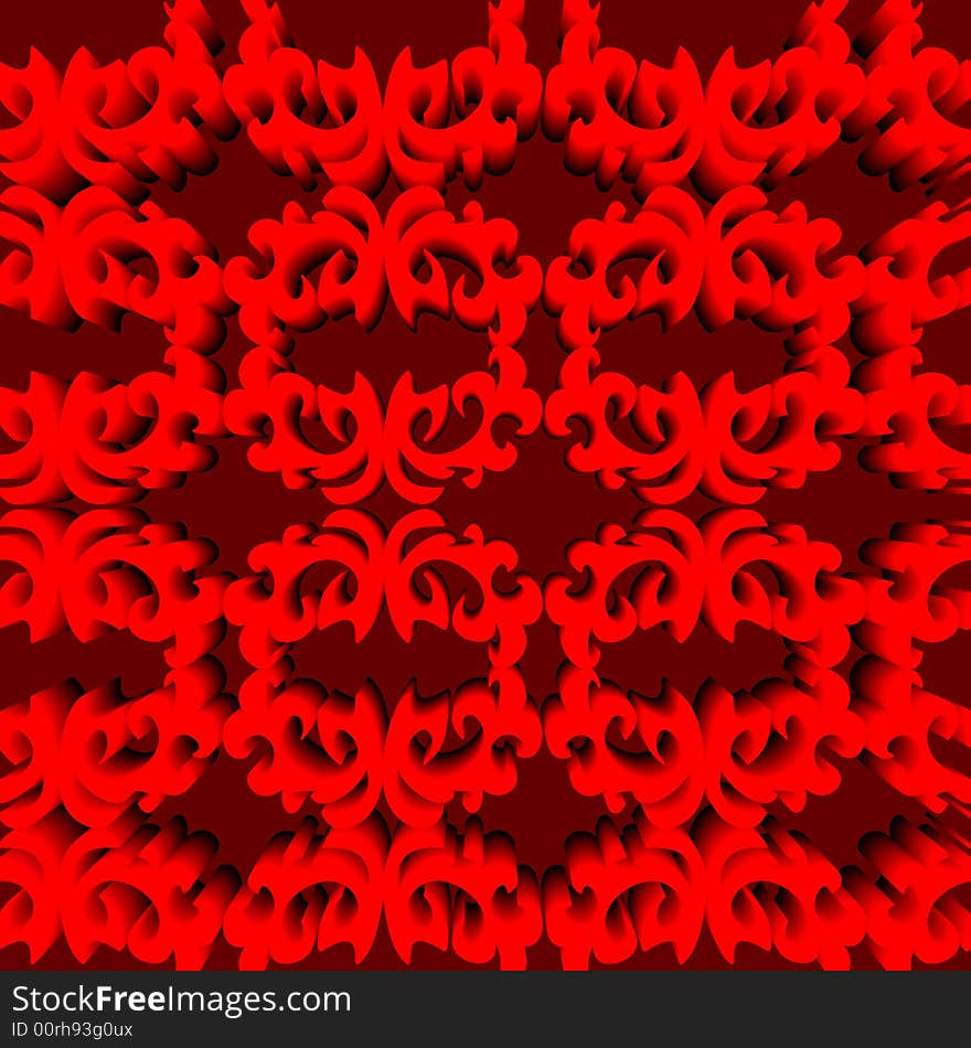 Seamless magic red ornament 3D pattern. Seamless magic red ornament 3D pattern