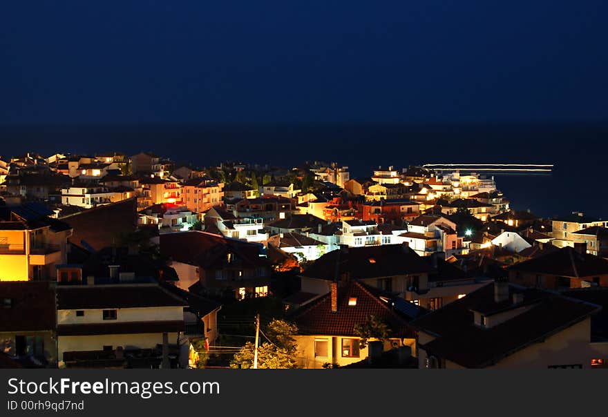 European night city, night building