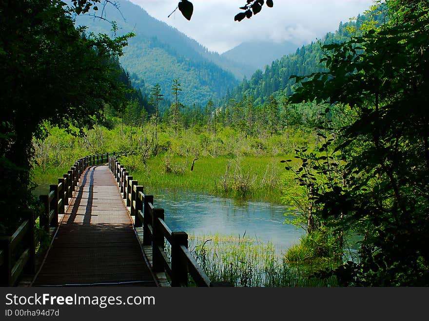 Footbridge In Jiuzaigou