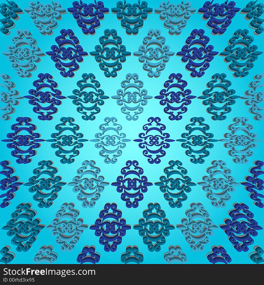 Seamless blue ornament vector pattern. Seamless blue ornament vector pattern