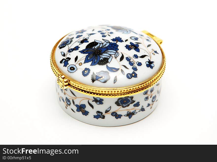 Porcelain isolated closed jewelry casket