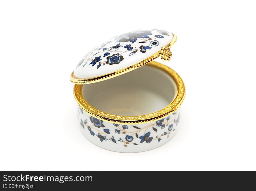 Porcelain isolated closed jewelry casket