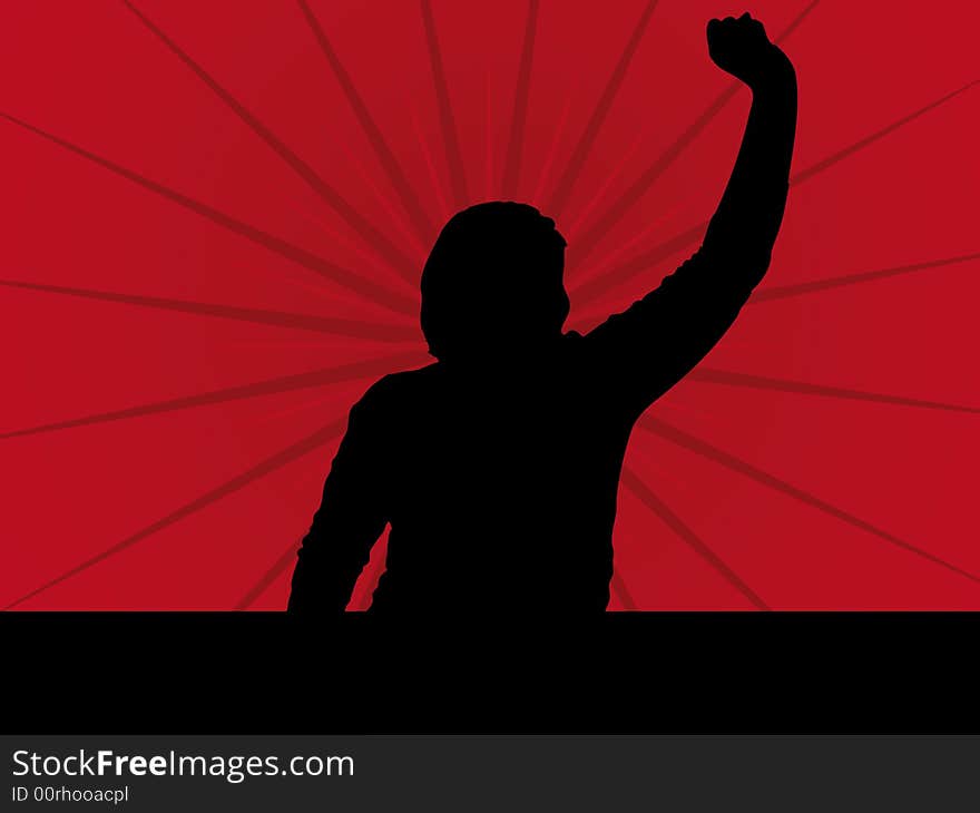 Fan Silhouette Illustration on a red Background