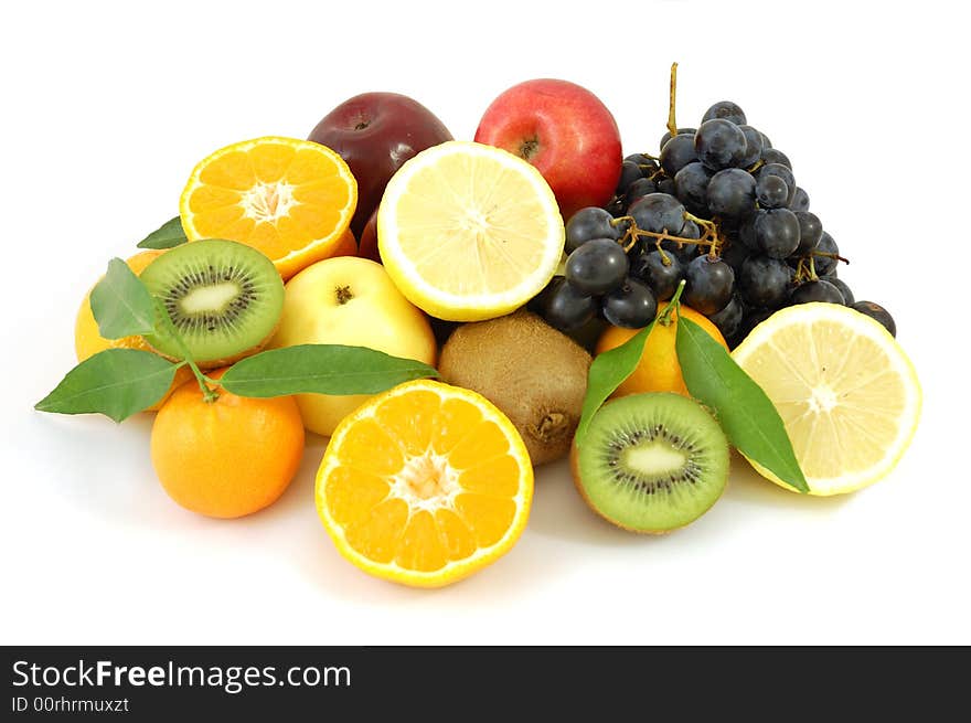 Fresh fruits isolated on white background