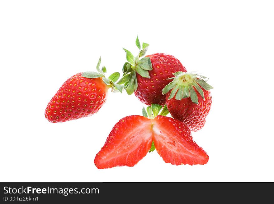 Set of a strawberry on a white background