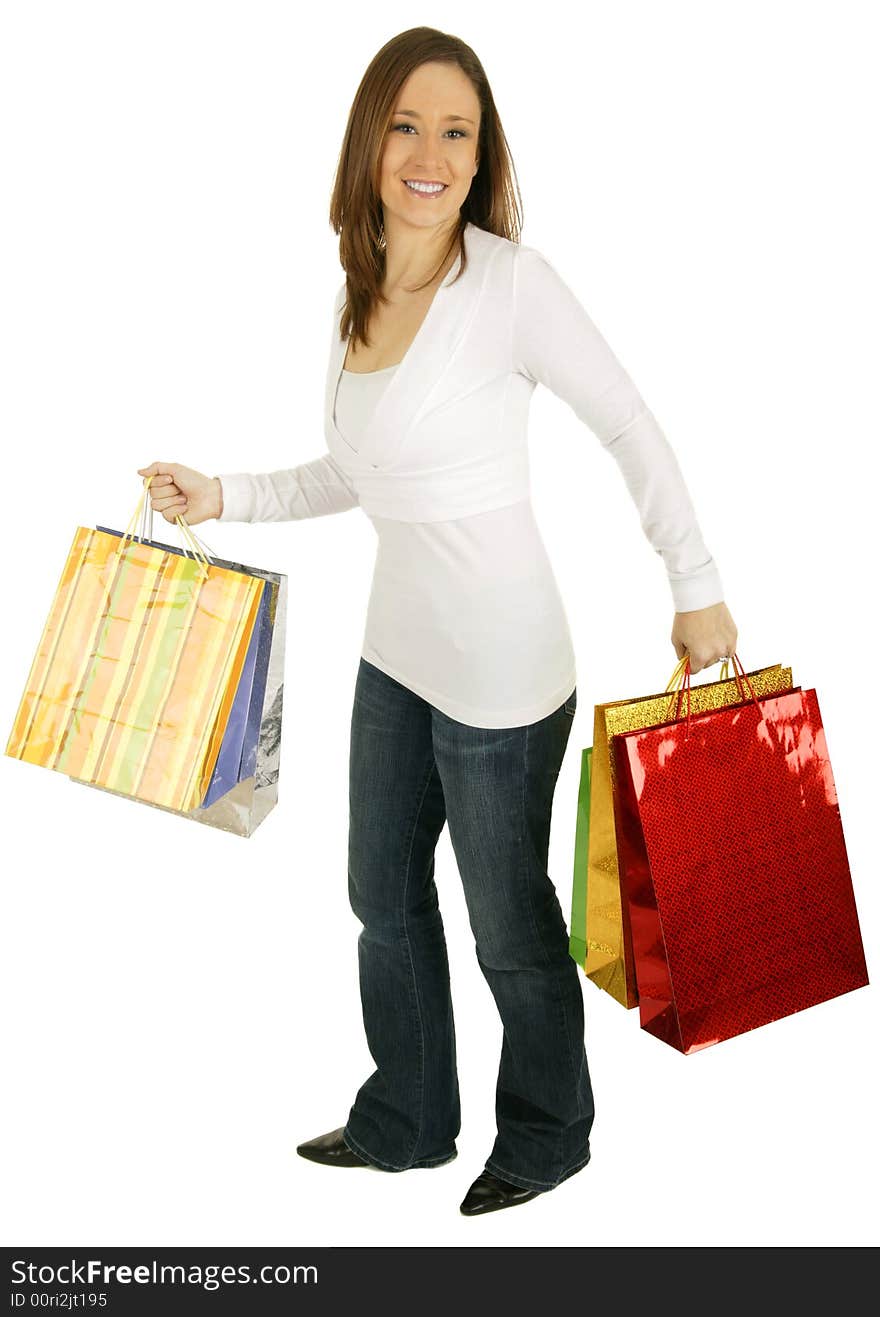 Girl like shopping. carrying lots of shopping bags. Girl like shopping. carrying lots of shopping bags