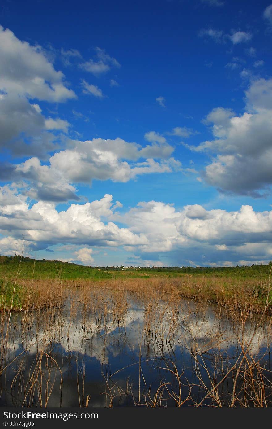 Shadow of clouds in the lake