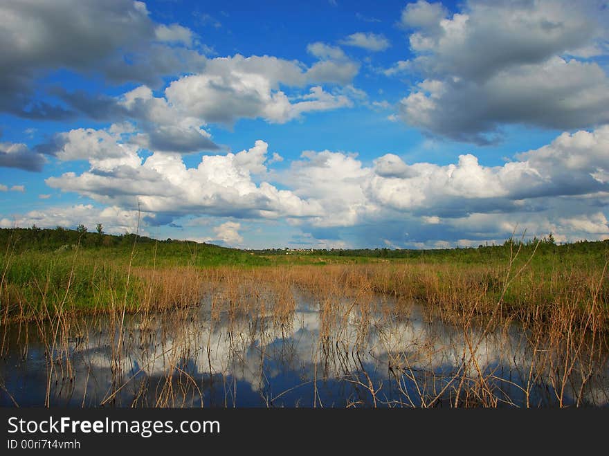 Shadow of sky and clouds in the water. Shadow of sky and clouds in the water