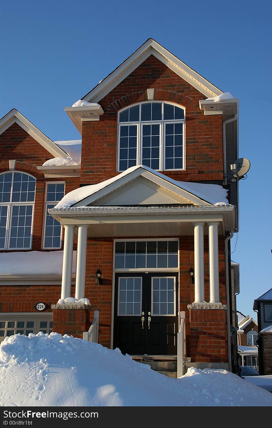 Photo of a house with snow. Photo of a house with snow