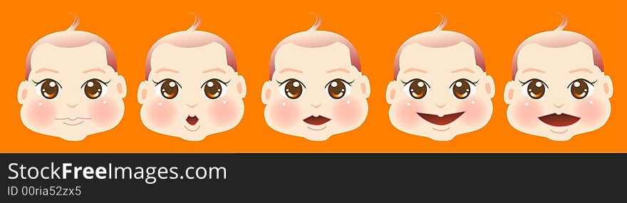 Vector illustration for a set of face expression of baby boy