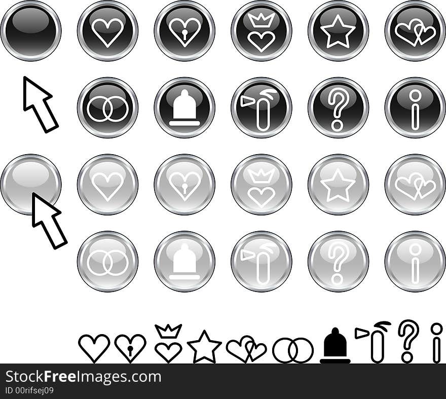 Collection of buttons. Vector illustration. Collection of buttons. Vector illustration.