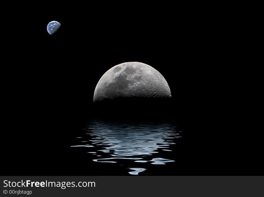 A moon viewed from another world. A moon viewed from another world.