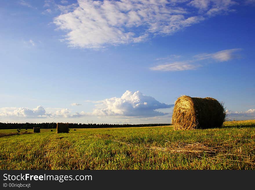 Haystack on a field