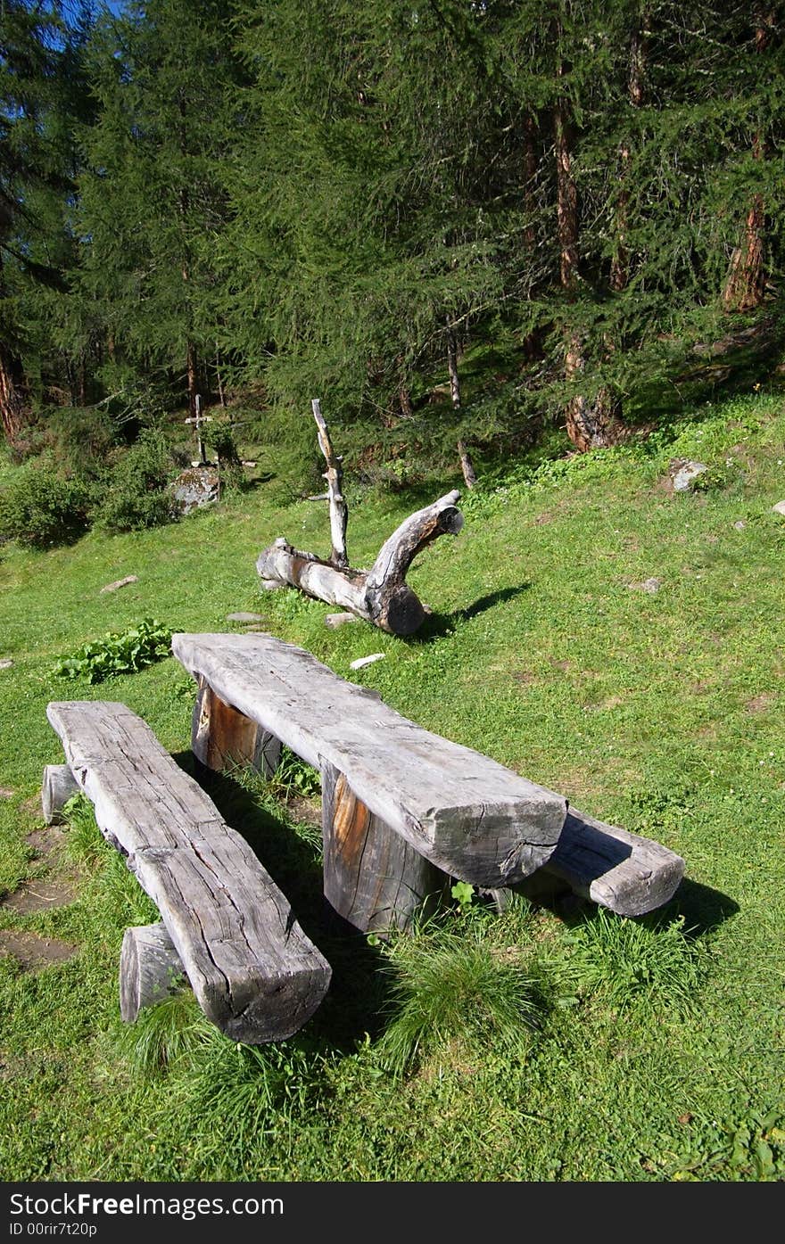 Wooden bench