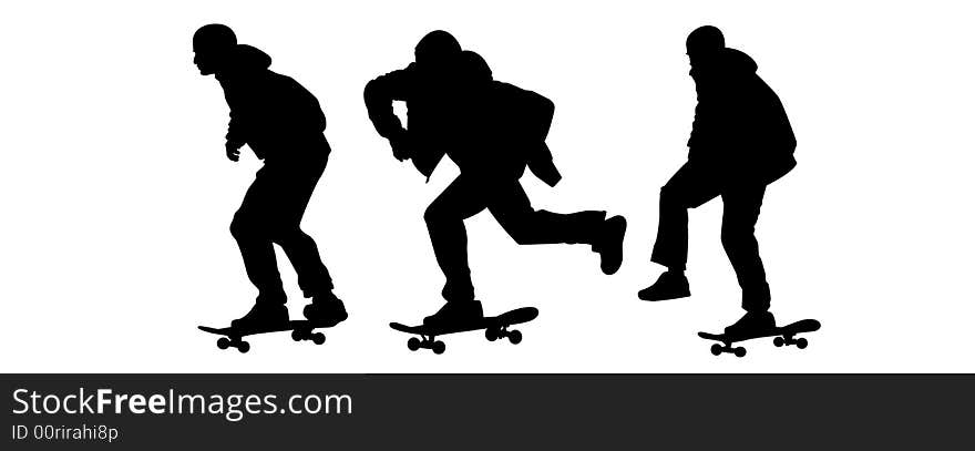 Vector image of three skatemans