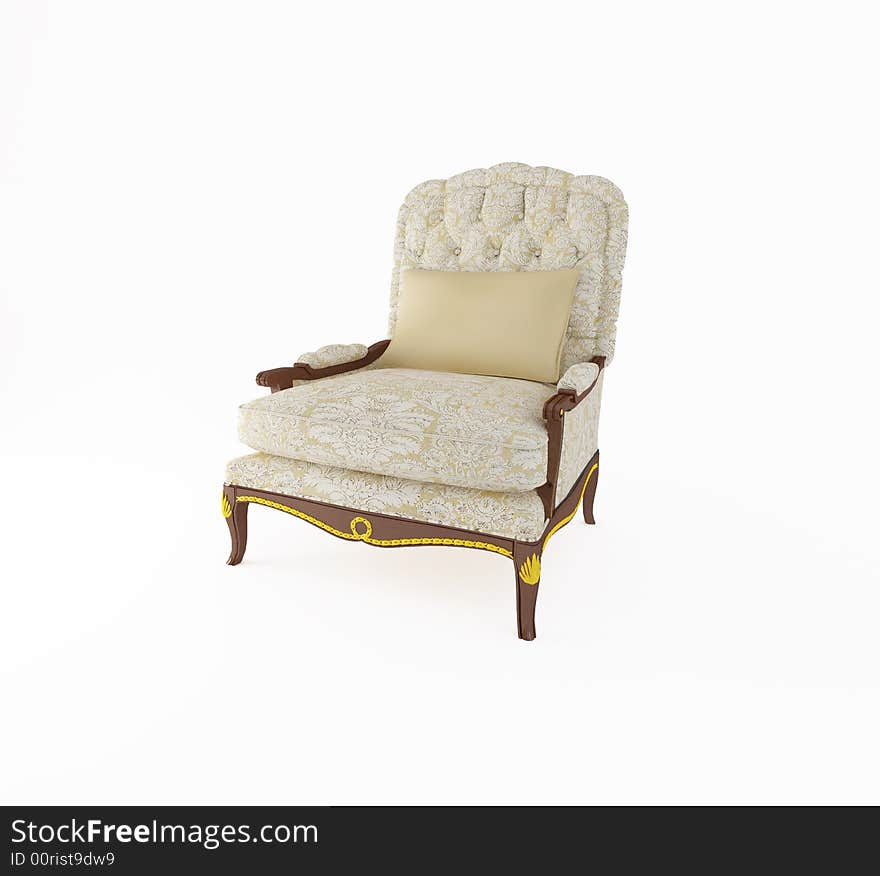 Glamour armchair 3D computer rendering on white background