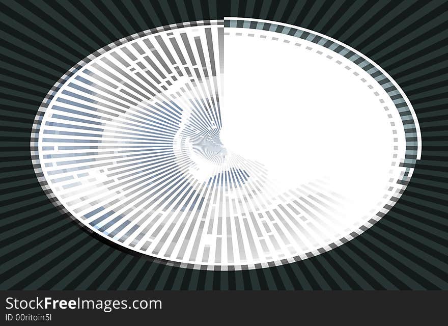 Abstract illustration, circle, rays converging to center. Abstract illustration, circle, rays converging to center.