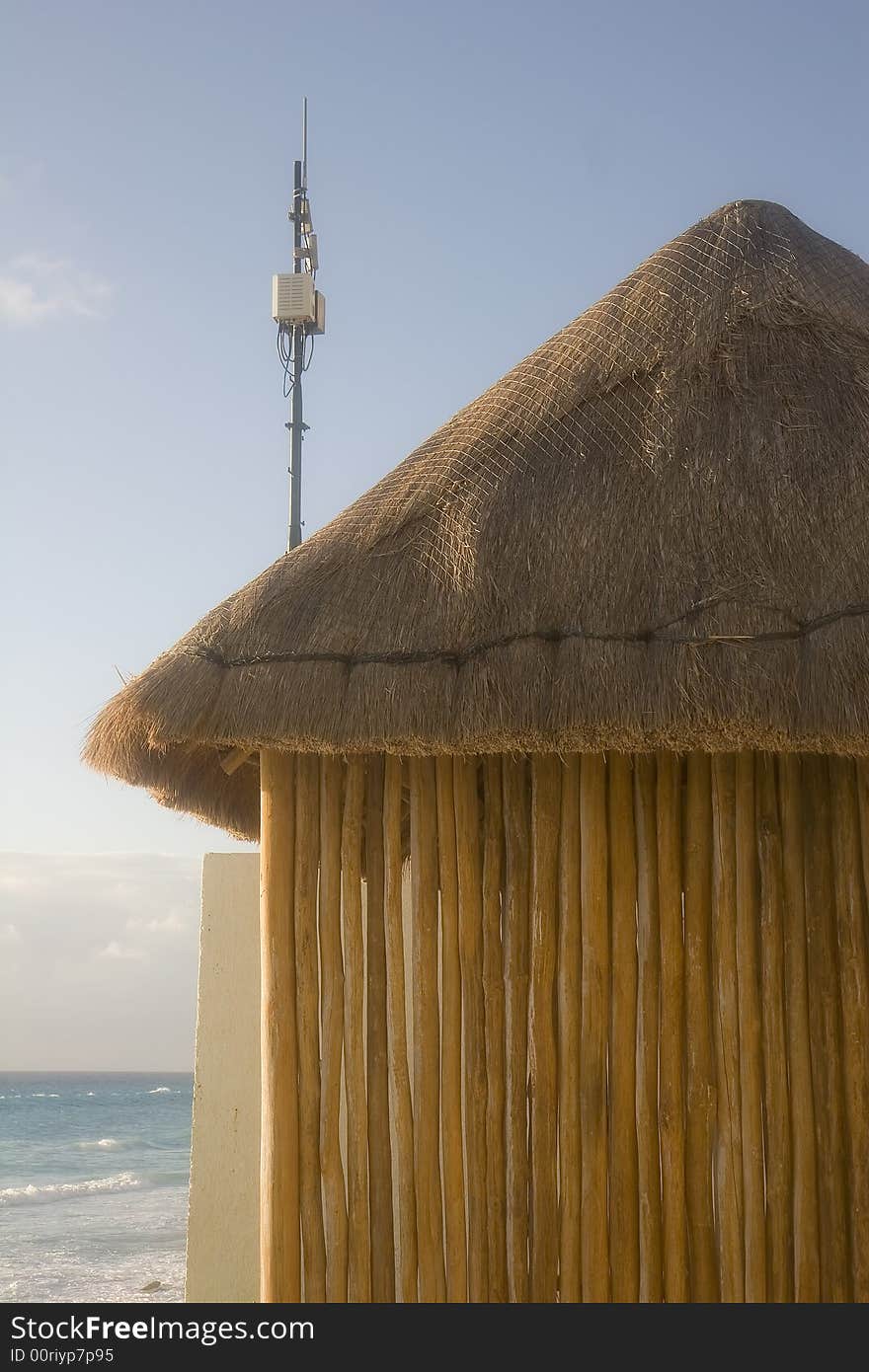 Antenna On Bamboo Hut