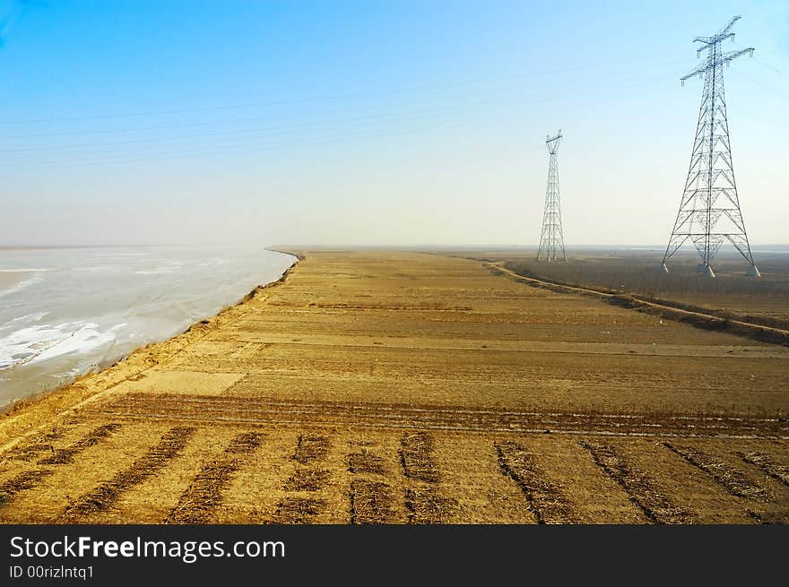 The farmland along the Huanghe River. The farmland along the Huanghe River