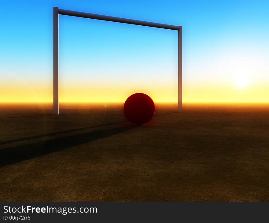 A image of a football and a goalpost. A image of a football and a goalpost.